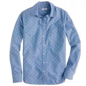 J Crew Boy Shirt Chambray Polk a Dots 12